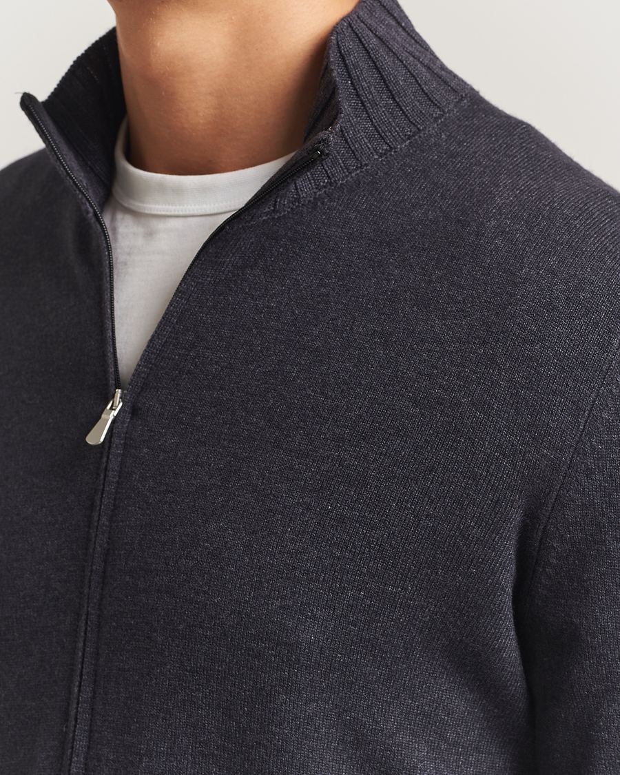 Herren | Pullover | Gran Sasso | Wool/Cashmere Washed Full Zip Asphalt