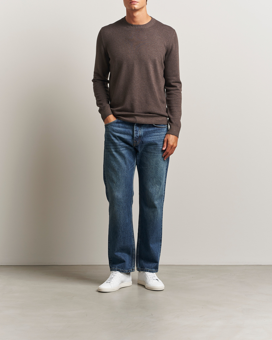 Herren | Pullover | Gran Sasso | Wool/Cashmere Washed Crew Neck Brown Melange