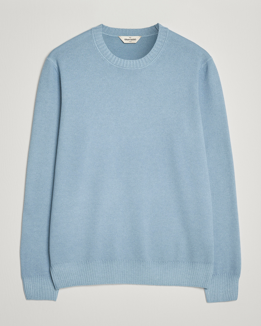 Herren | Pullover | Gran Sasso | Wool/Cashmere Washed Crew Neck Blue Melange