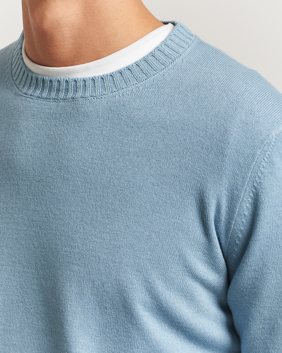 Herren | Pullover | Gran Sasso | Wool/Cashmere Washed Crew Neck Blue Melange