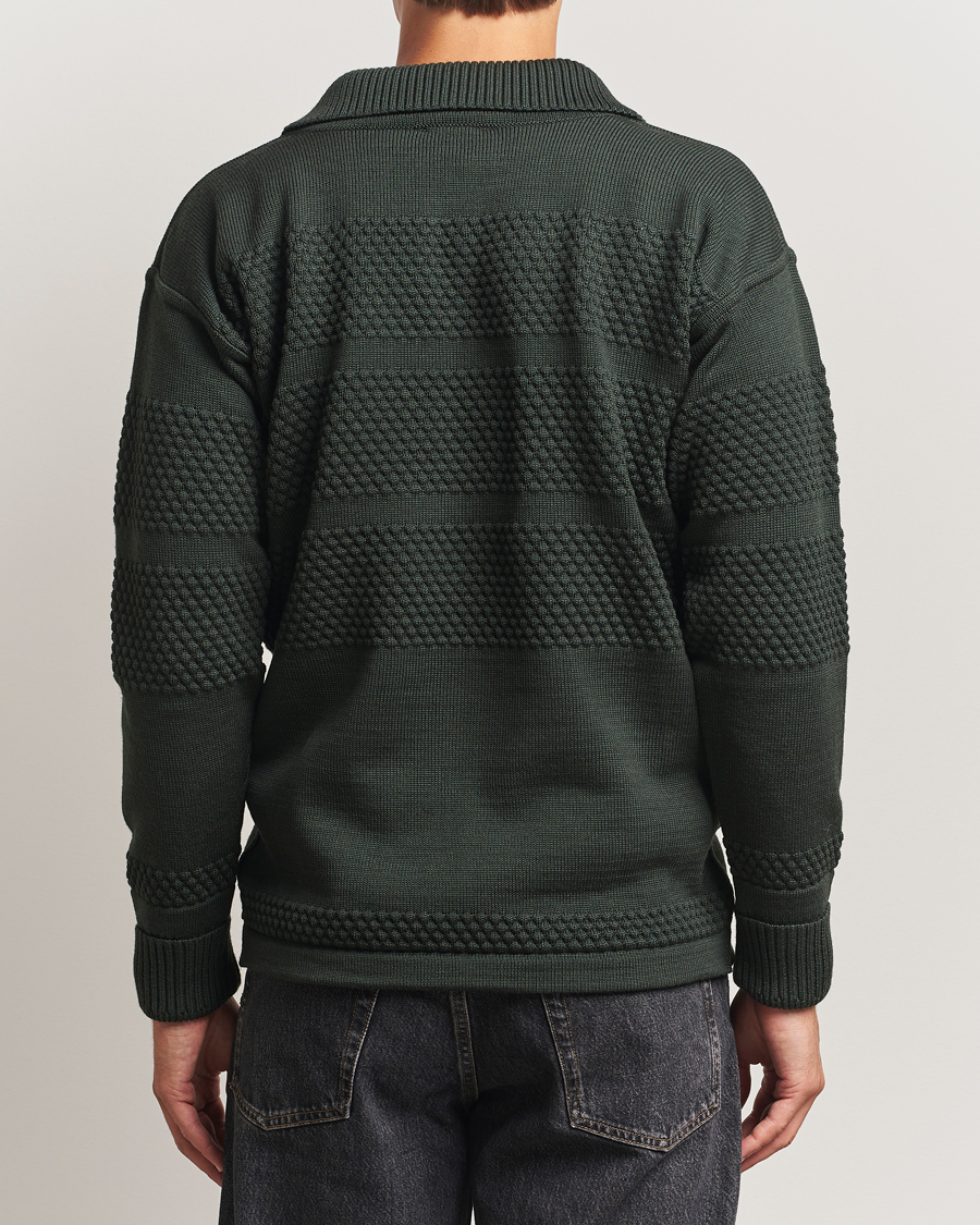 Herren | Pullover | S.N.S. Herning | Fisherman Wool Short Zip Dark Forest Green