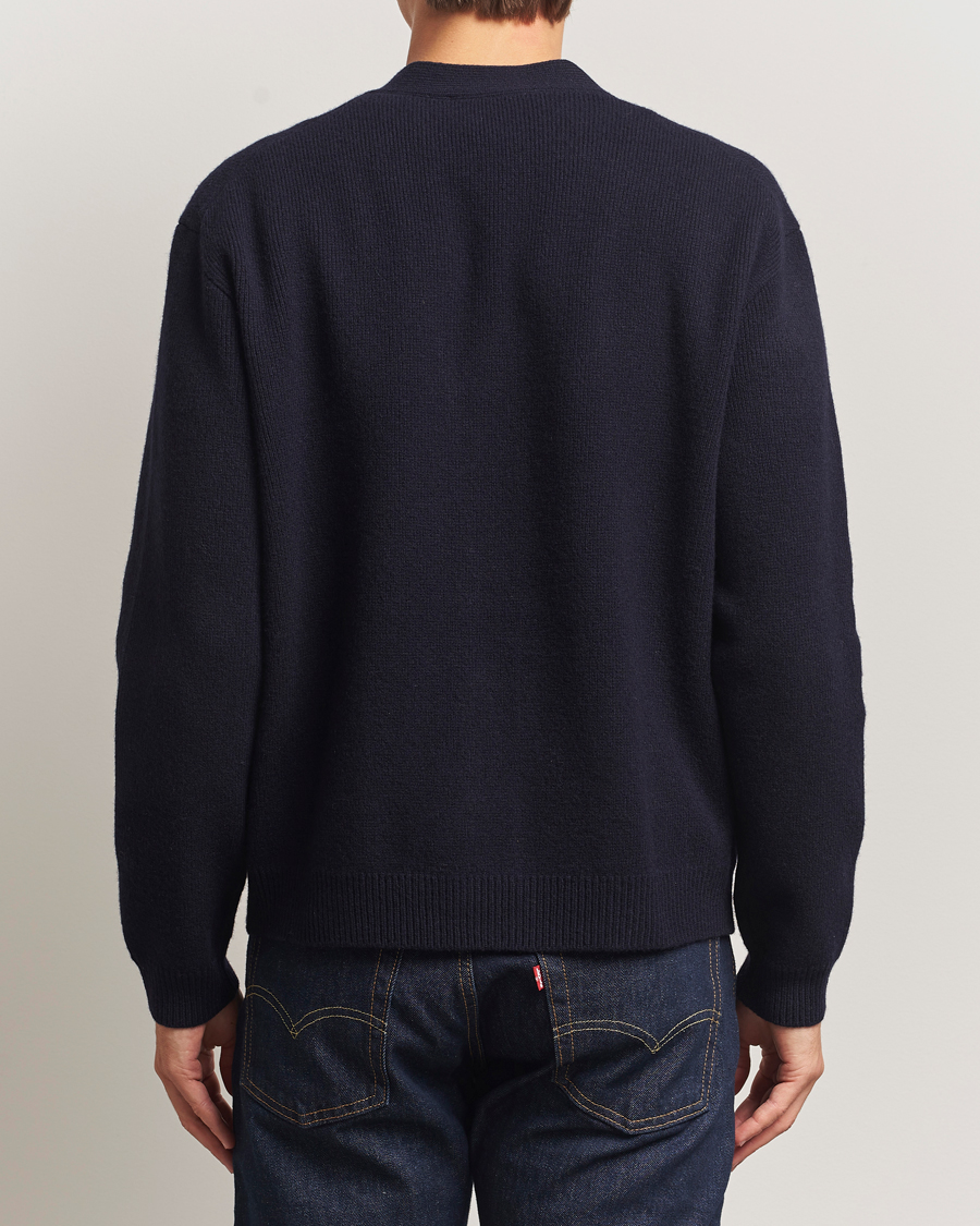 Herren | Pullover | Maison Kitsuné | Grey Fox Head Milano Lambswool Cardigan Classic Navy