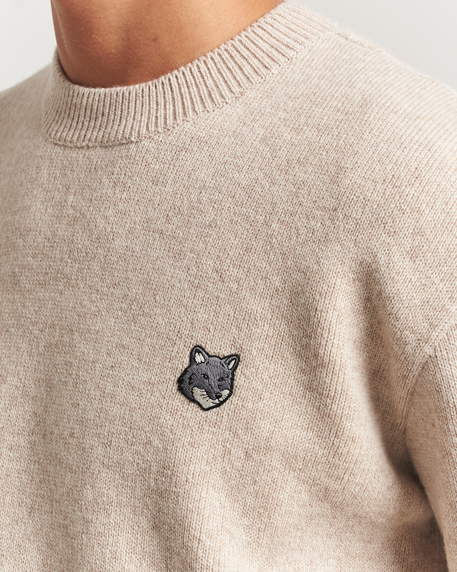 Herren | Pullover | Maison Kitsuné | Grey Fox Head Milano Lambswool Sweater Tan Beige