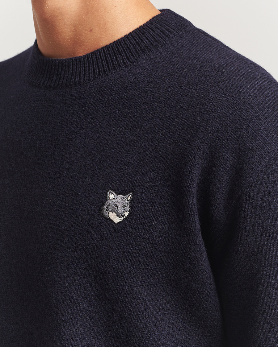 Herren | Pullover | Maison Kitsuné | Grey Fox Head Milano Lambswool Sweater Classic Navy