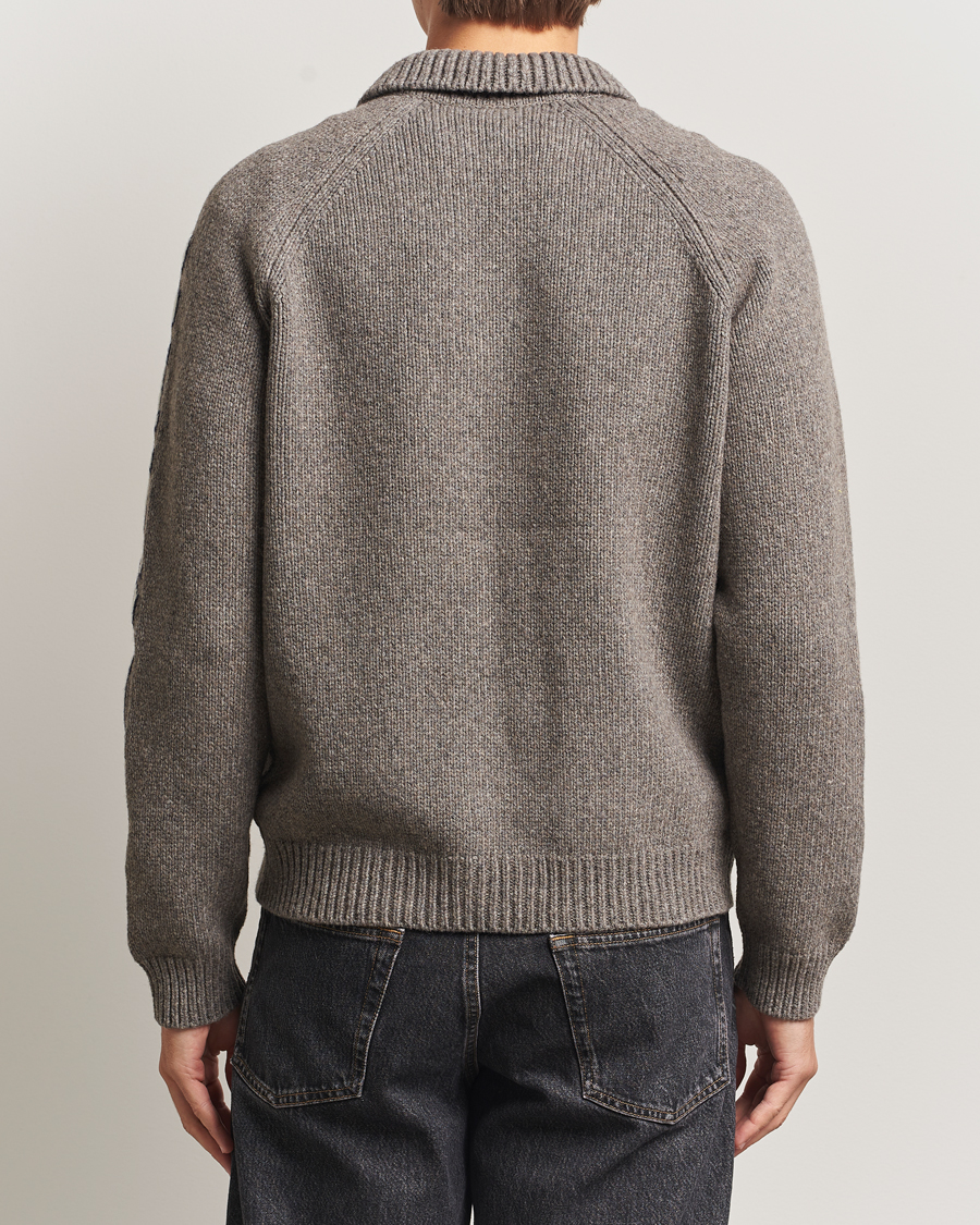 Herren | Pullover | Maison Kitsuné | College Wool Knitted Full Zip Medium Grey Melange