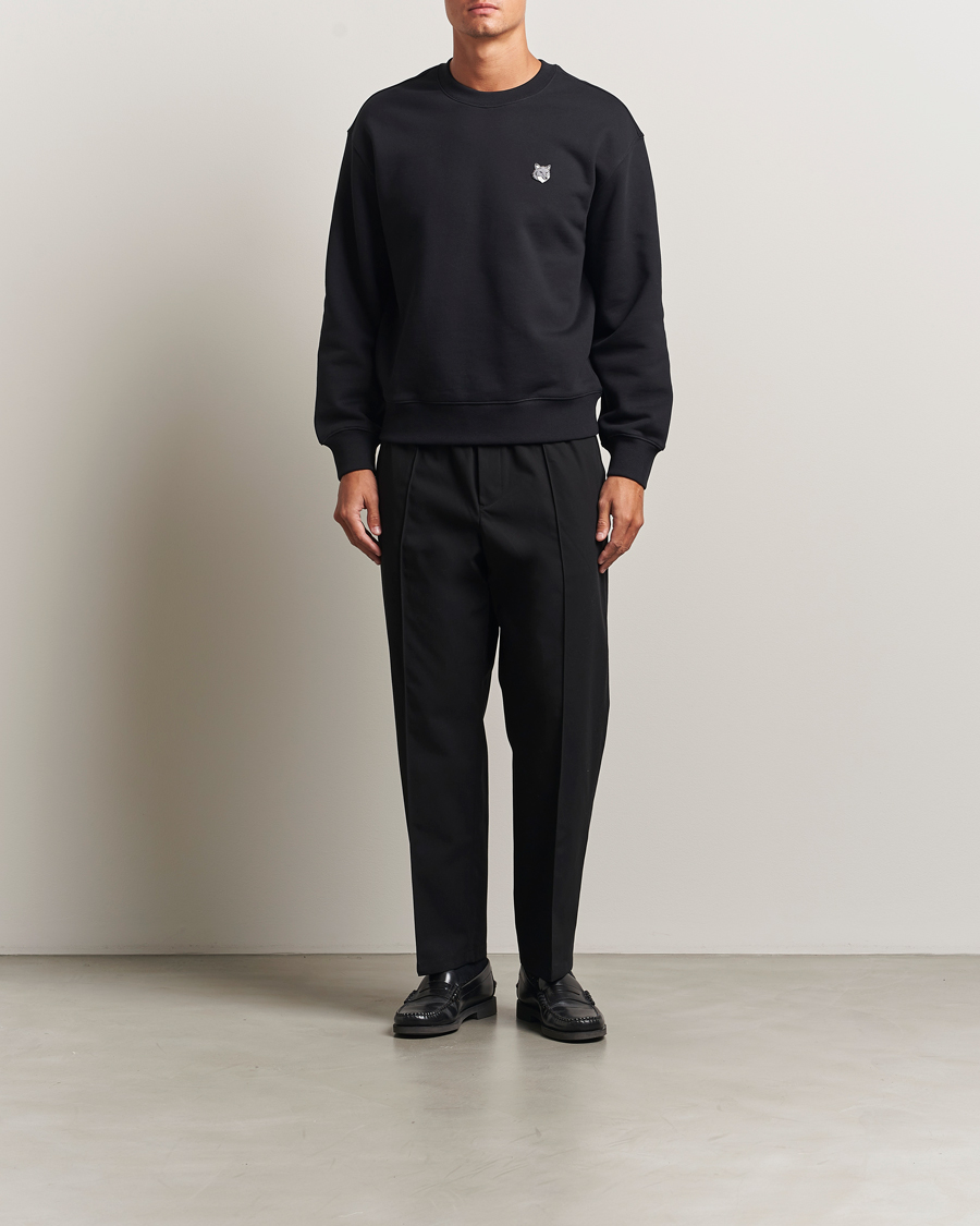 Herren | Hosen | Maison Kitsuné | Cotton Twill Pleated Drawstring Trousers Black