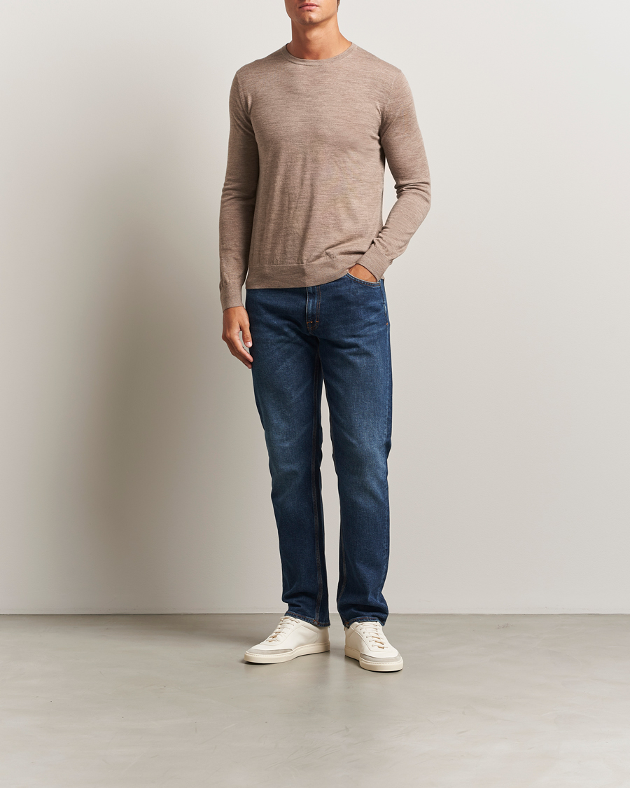 Herren | Pullover | Tiger of Sweden | Connor Extra Fine Merino Crew Neck Pullover Beige Melange