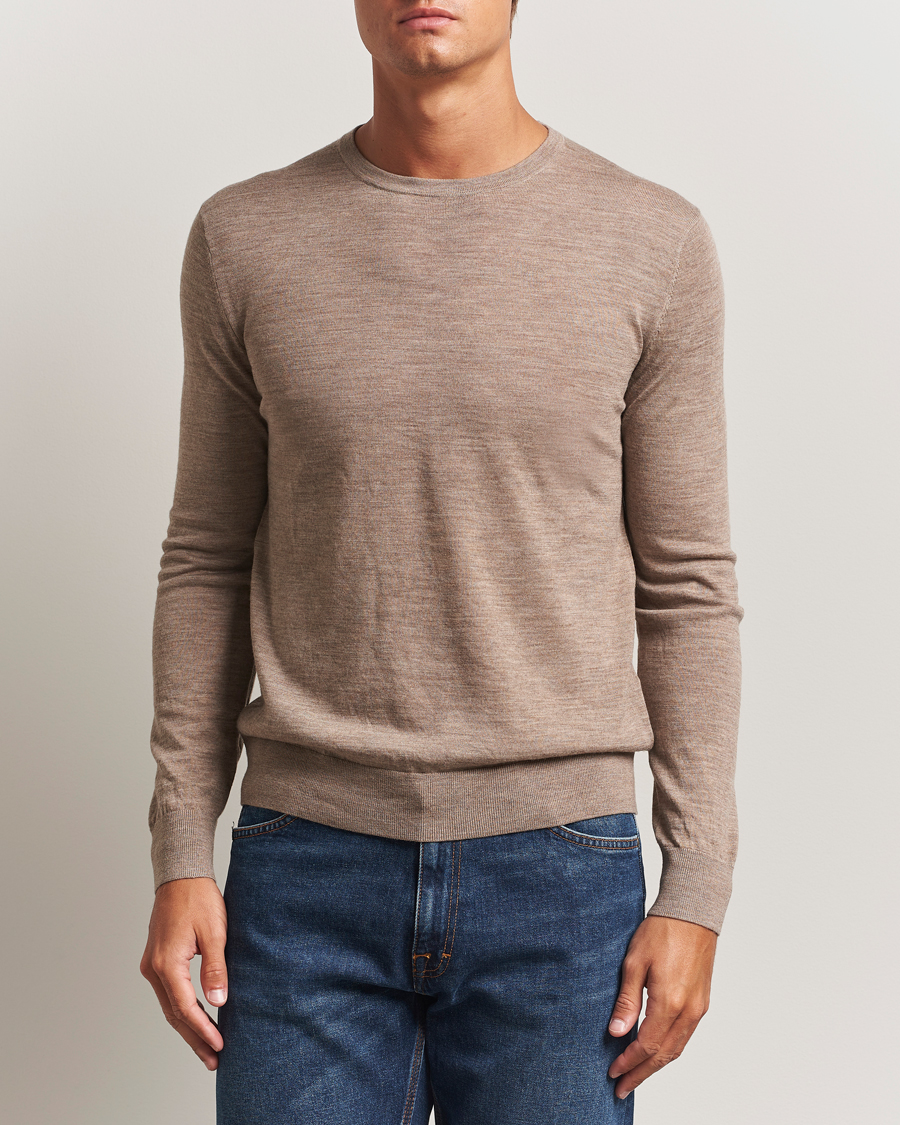 Herren | Pullover | Tiger of Sweden | Connor Extra Fine Merino Crew Neck Pullover Beige Melange