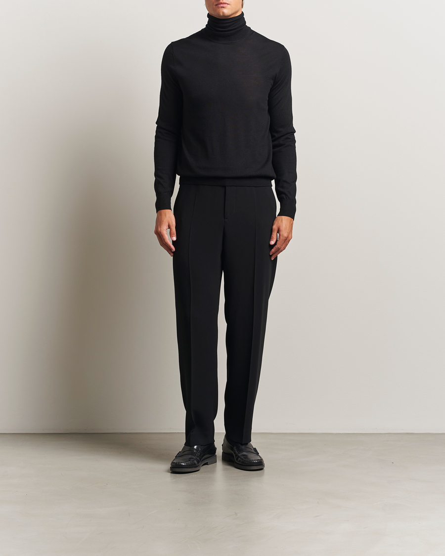 Herren | Pullover | Tiger of Sweden | Nevile Extra Fine Merino Polo Black