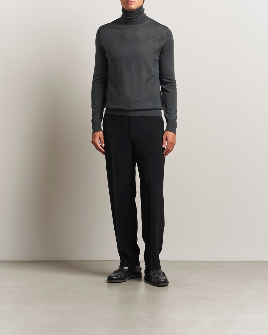 Herren | Pullover | Tiger of Sweden | Nevile Extra Fine Merino Polo Midnight Green