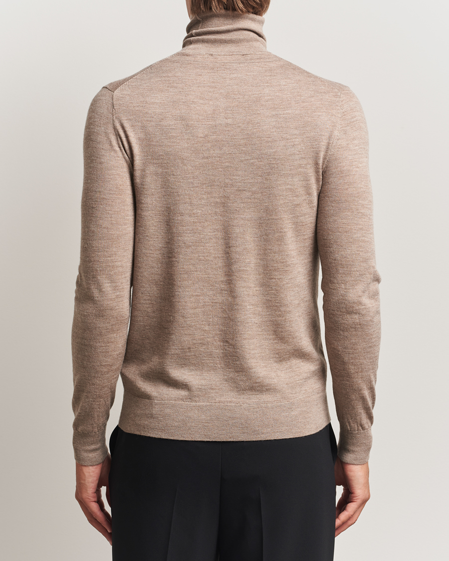 Herren | Pullover | Tiger of Sweden | Nevile Extra Fine Merino Polo Beige Melange