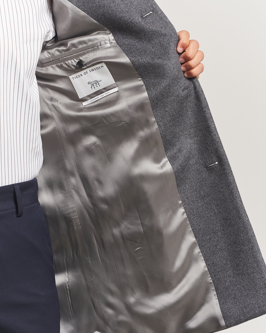 Herren | Jacken | Tiger of Sweden | Finnan Wool/Cashmere Coat Dark Grey Melange