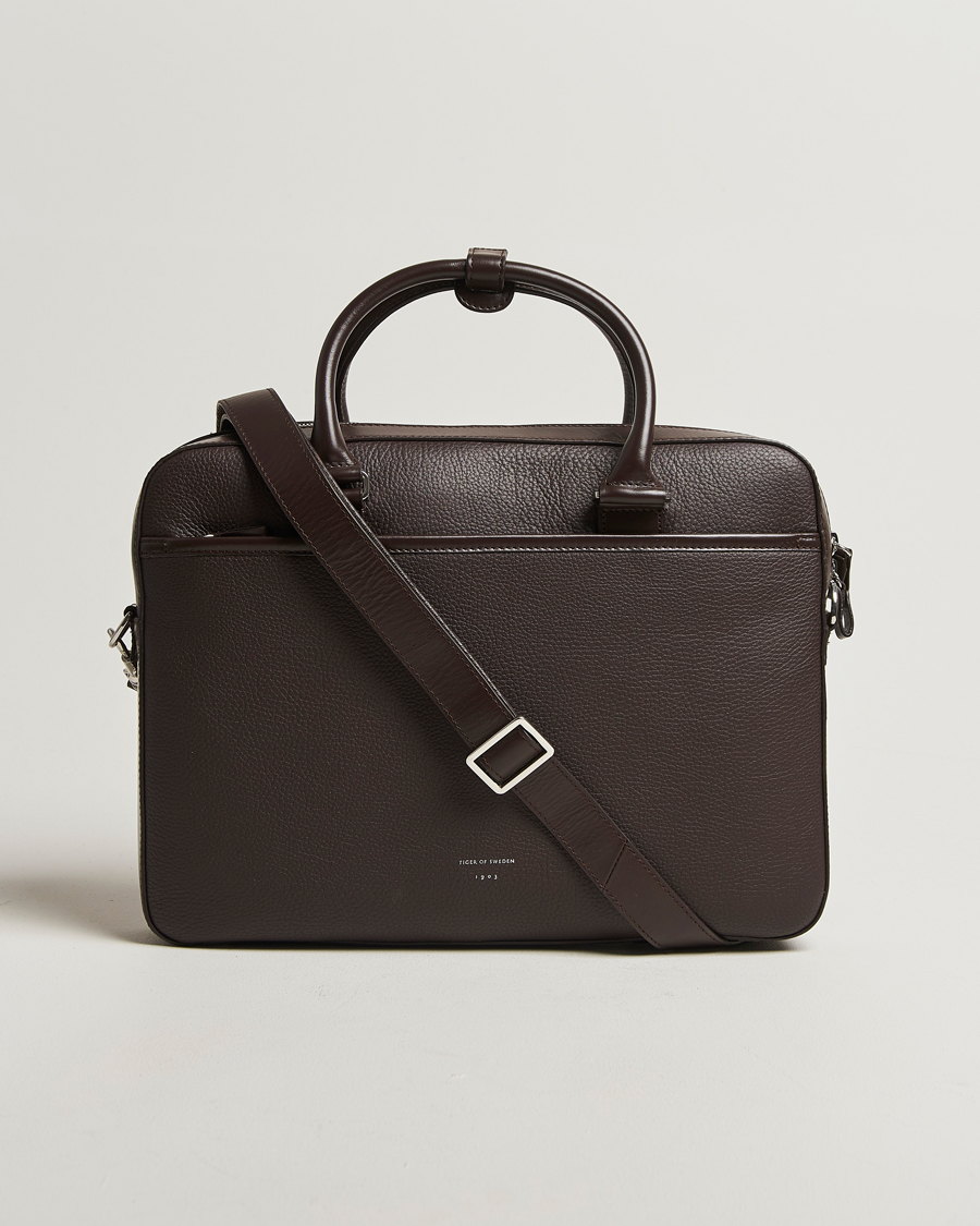 Herren | Taschen | Tiger of Sweden | Bosun Grained Leather Briefcase Dark Brown