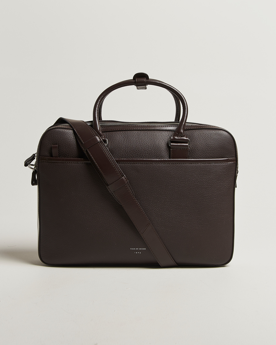 Herren | Taschen | Tiger of Sweden | Burin Grained Leather Briefcase Dark Brown