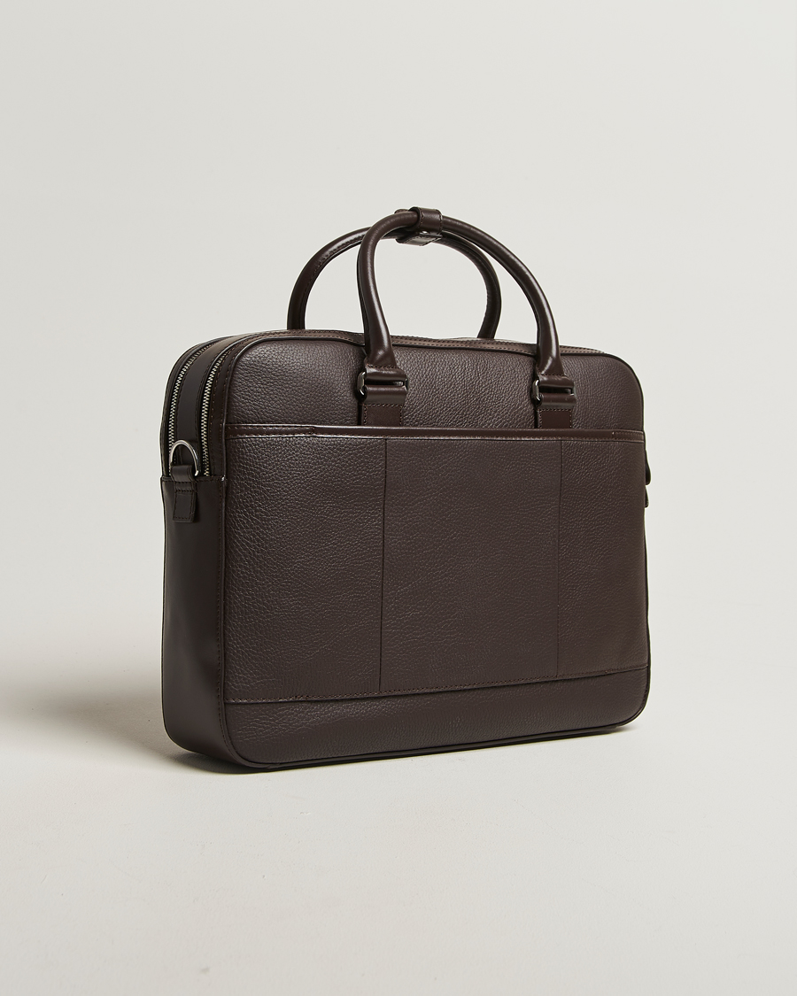 Herren | Taschen | Tiger of Sweden | Burin Grained Leather Briefcase Dark Brown