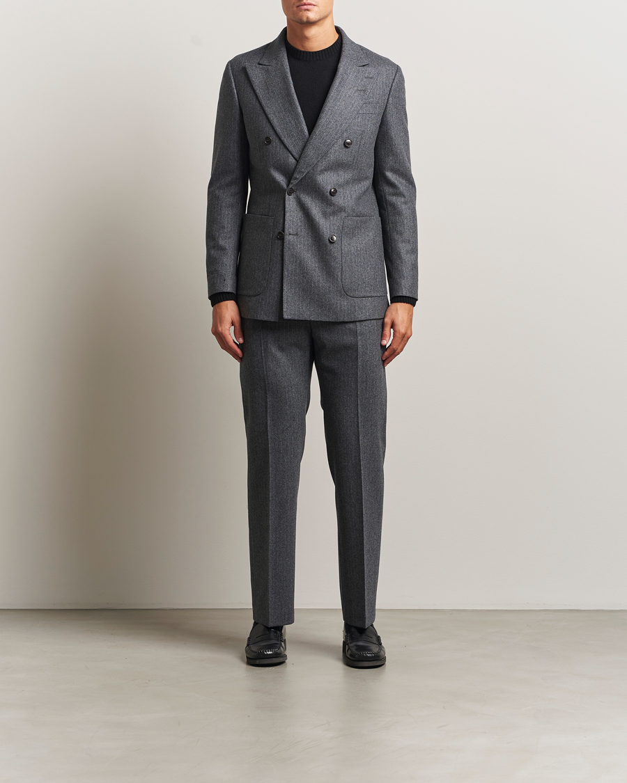 Herren | Hosen | Tiger of Sweden | Tommie Wool Pleated Pinstriped Trousers Silver