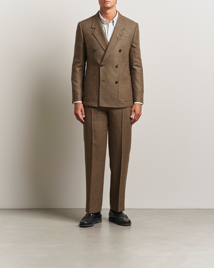 Herren | Hosen | Tiger of Sweden | Todne Swedish Wool Dogtooth Trousers Brown Olive