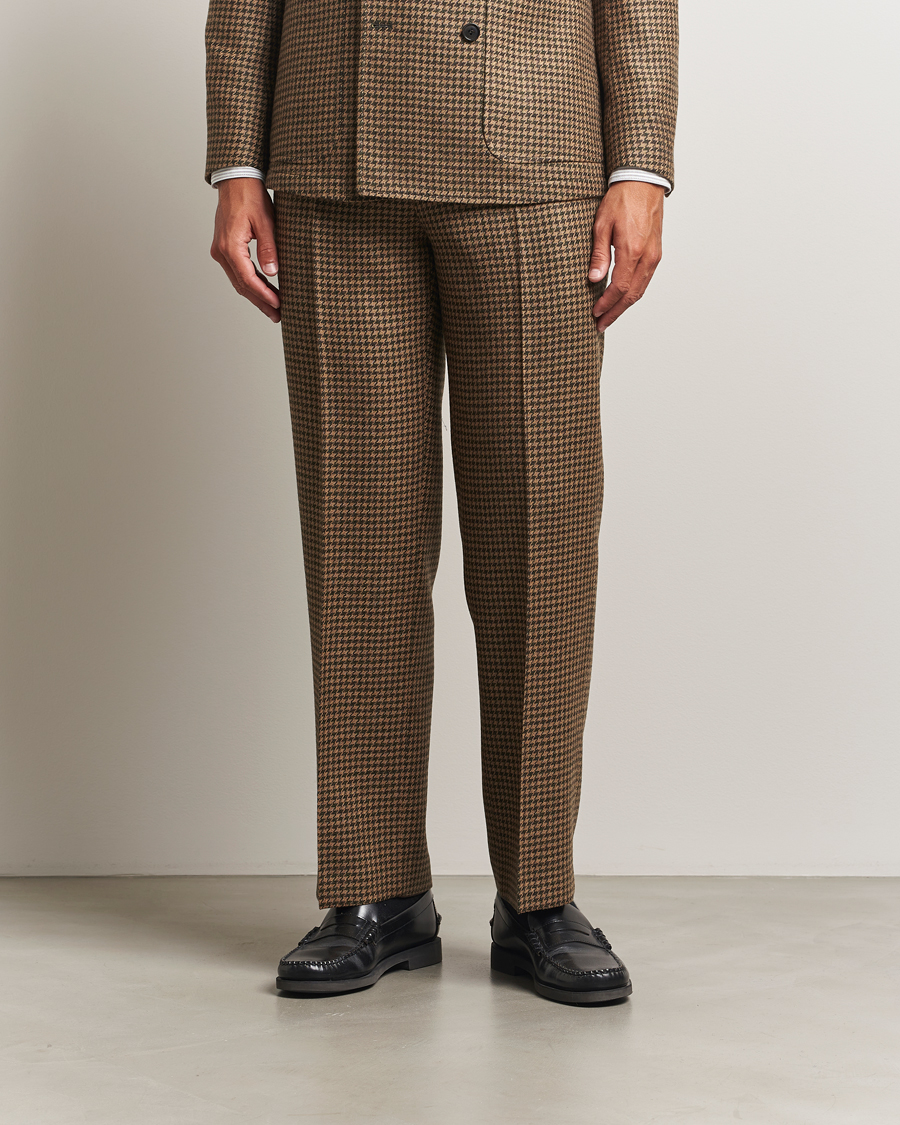 Herren | Hosen | Tiger of Sweden | Todne Swedish Wool Dogtooth Trousers Brown Olive
