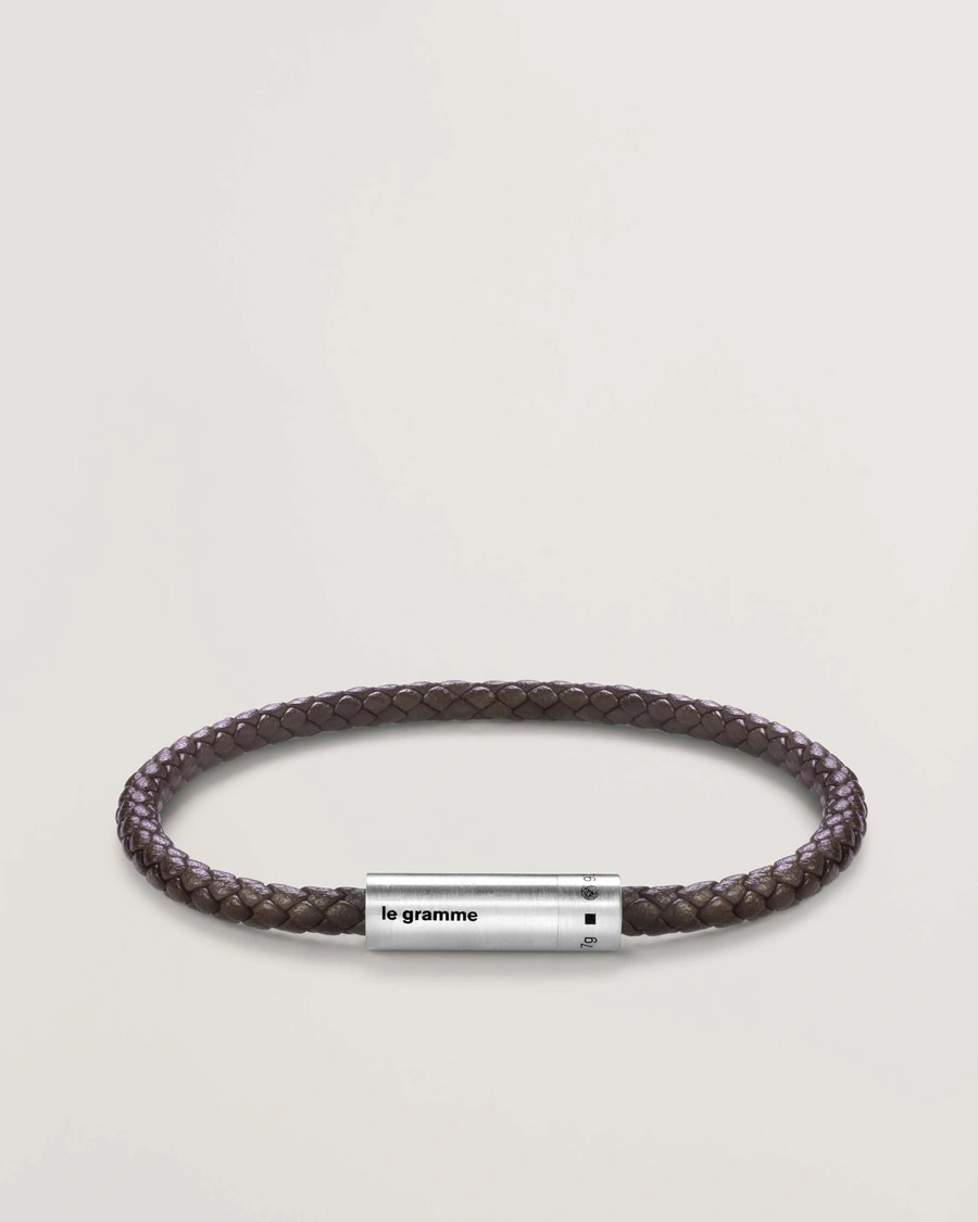 Herren | Schmuck | LE GRAMME | Leather Cable Bracelet Brown/Sterling Silver 7g