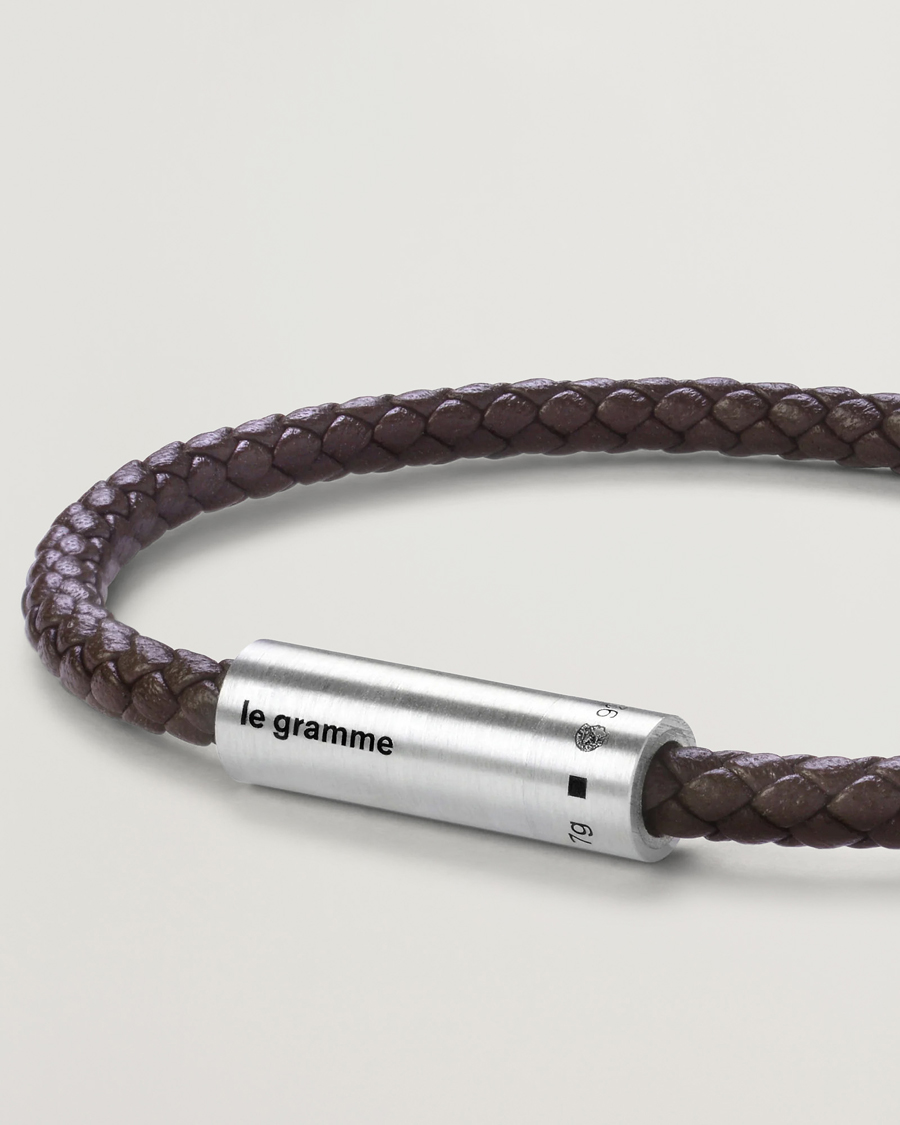 Herren | Schmuck | LE GRAMME | Leather Cable Bracelet Brown/Sterling Silver 7g