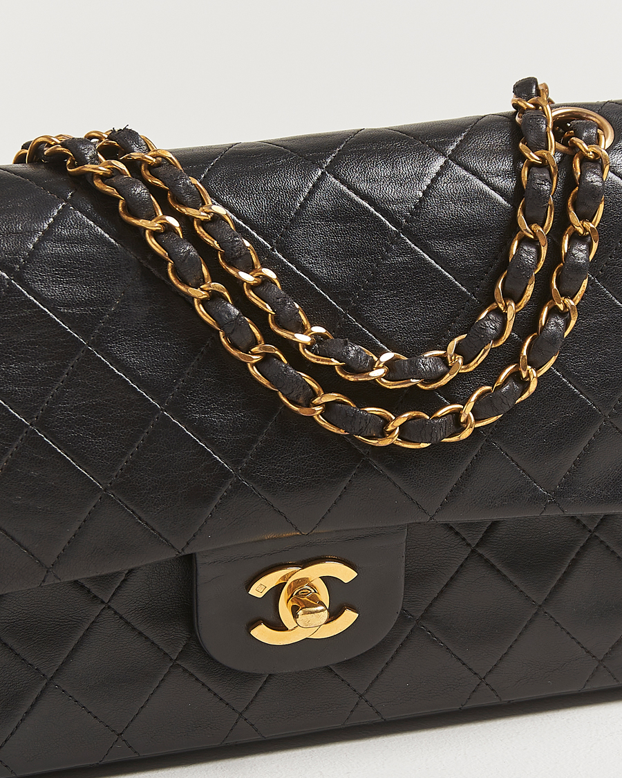 Herren | Chanel Pre-Owned Classic Double Flap Medium Lambskin Black | Chanel Pre-Owned | Classic Double Flap Medium Lambskin Black