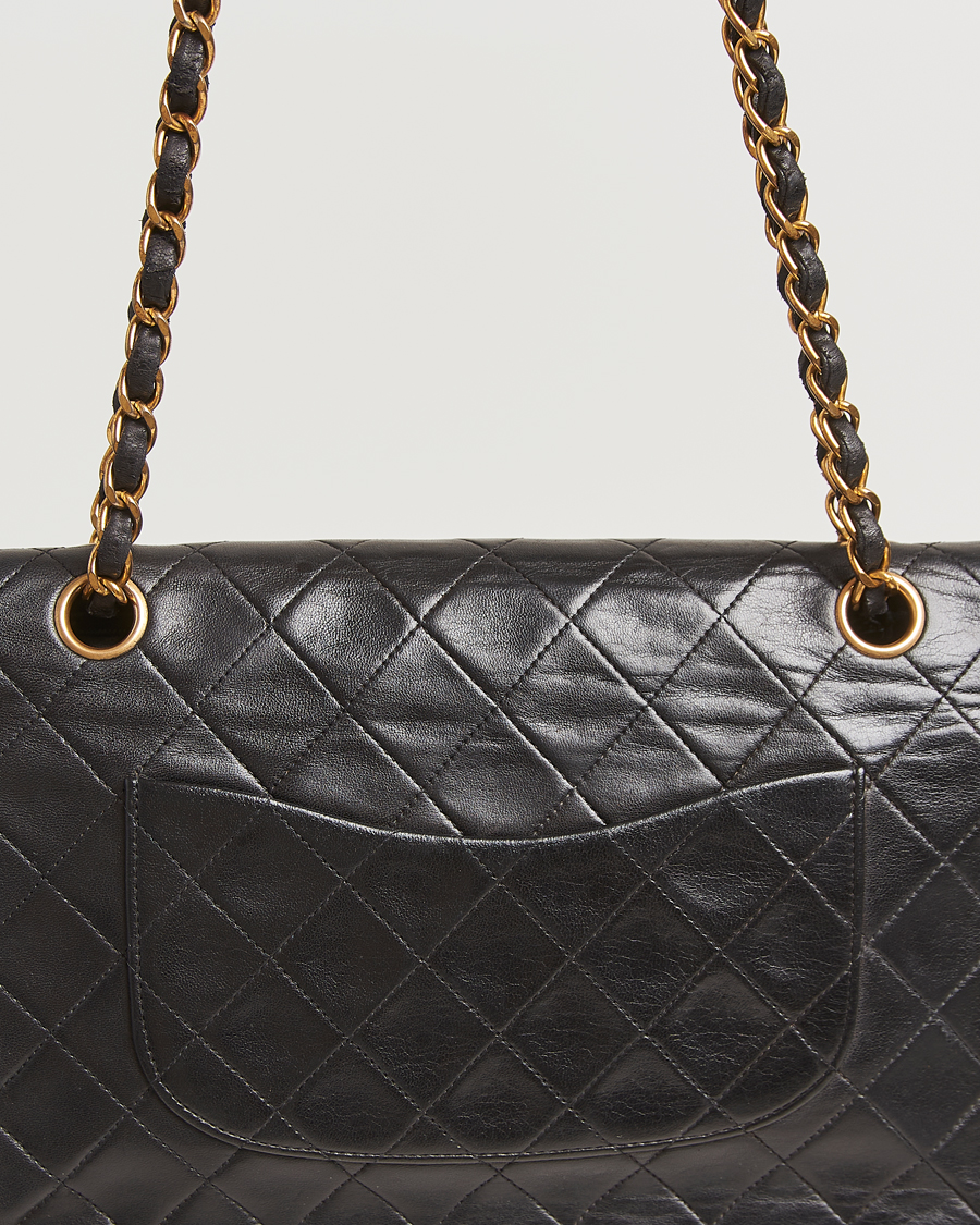 Herren | Chanel Pre-Owned Classic Double Flap Medium Lambskin Black | Chanel Pre-Owned | Classic Double Flap Medium Lambskin Black