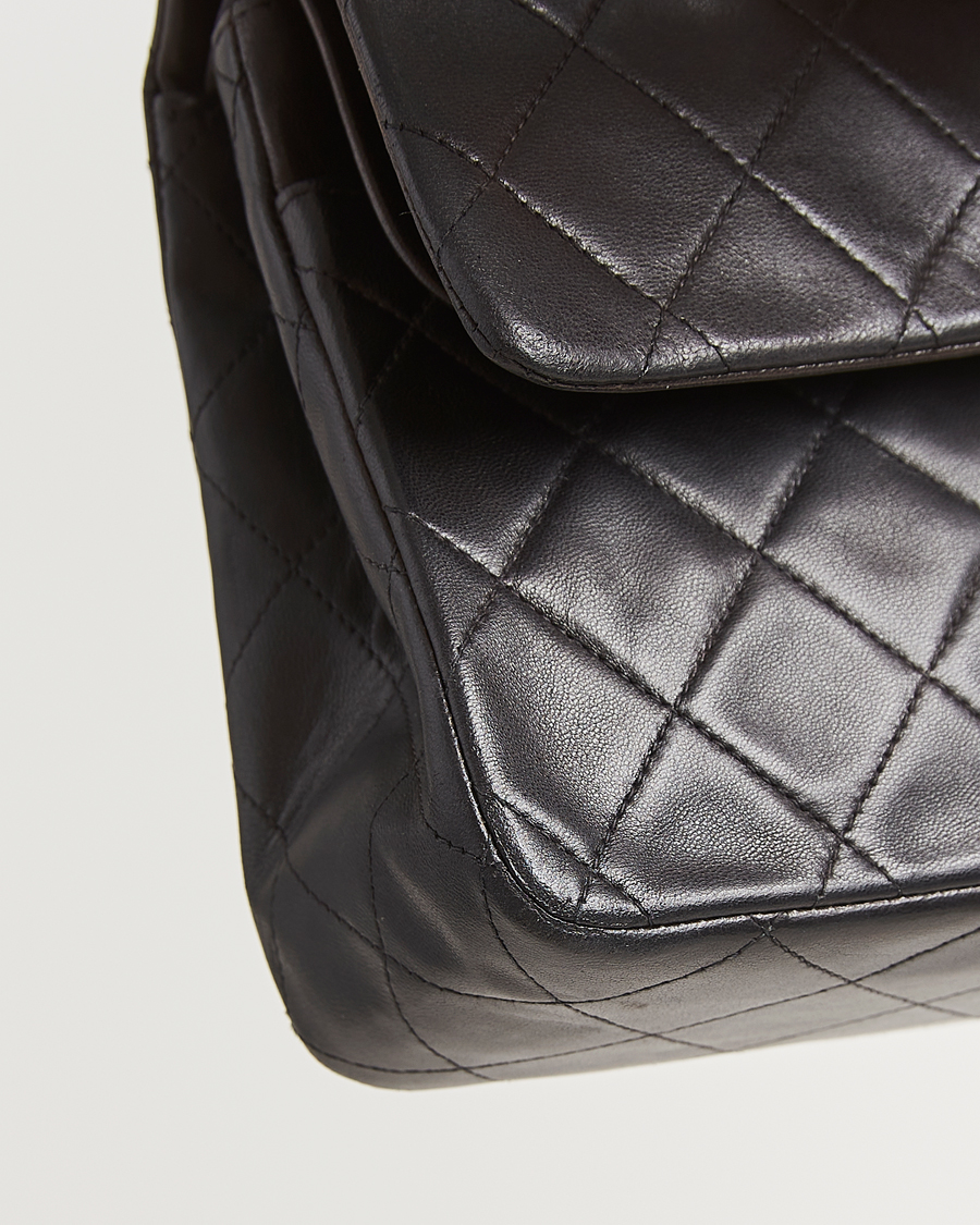 Herren | Chanel Pre-Owned Classic Double Flap Medium Lambskin Black | Chanel Pre-Owned | Classic Double Flap Medium Lambskin Black