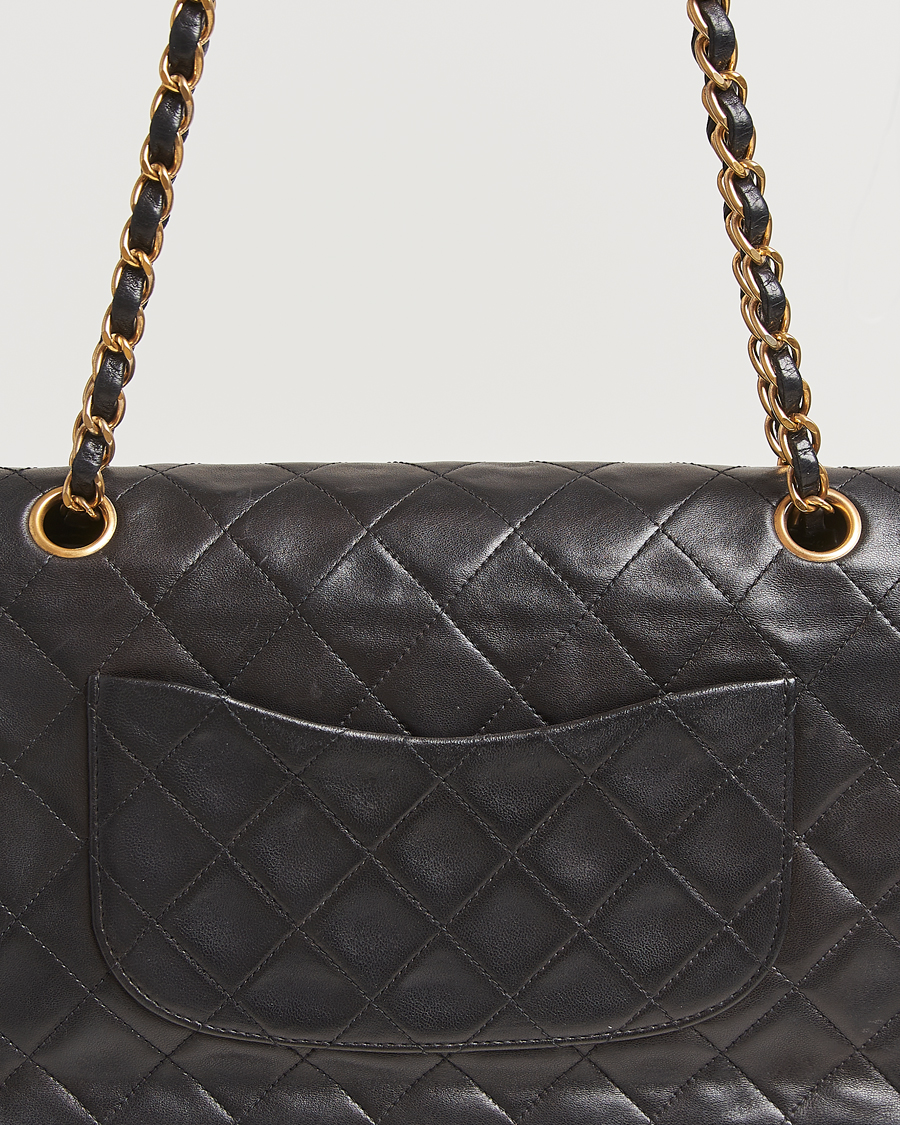 Herren | Chanel Pre-Owned Classic Double Flap Medium Lambskin Black | Chanel Pre-Owned | Classic Double Flap Medium Lambskin Black