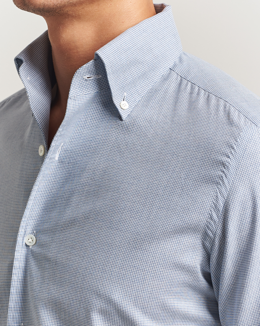 Herren | Hemden | 100Hands | Micro Houndstooth Flannel Button Down Blue