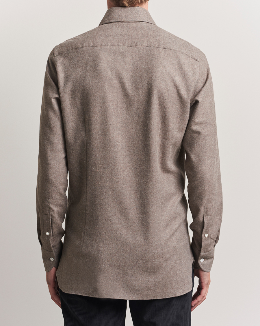 Herren | Hemden | 100Hands | Herringbone Flannel Cut Away Shirt Caramel