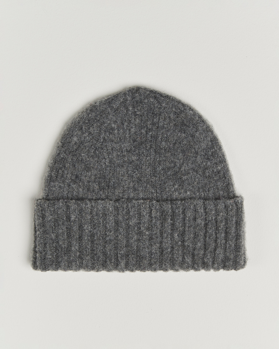 Herren | Mützen | Robert Mackie | Rona Ribbed Shaggy Lambswool Beanie Dark Grey