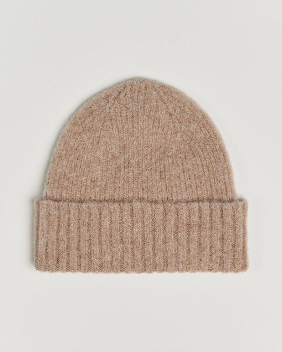 Herren | Mützen | Robert Mackie | Rona Ribbed Shaggy Lambswool Beanie Sand