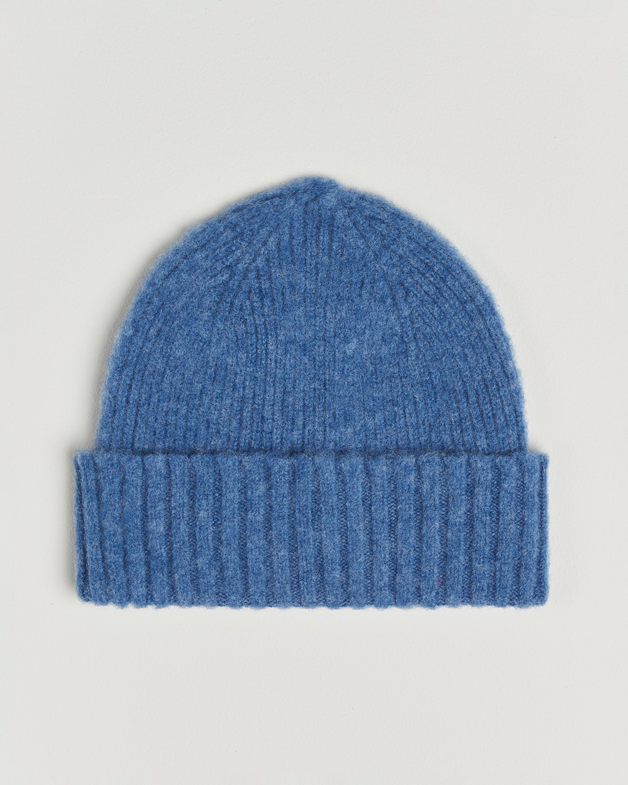 Herren | Mützen | Robert Mackie | Rona Ribbed Shaggy Lambswool Beanie Light Blue