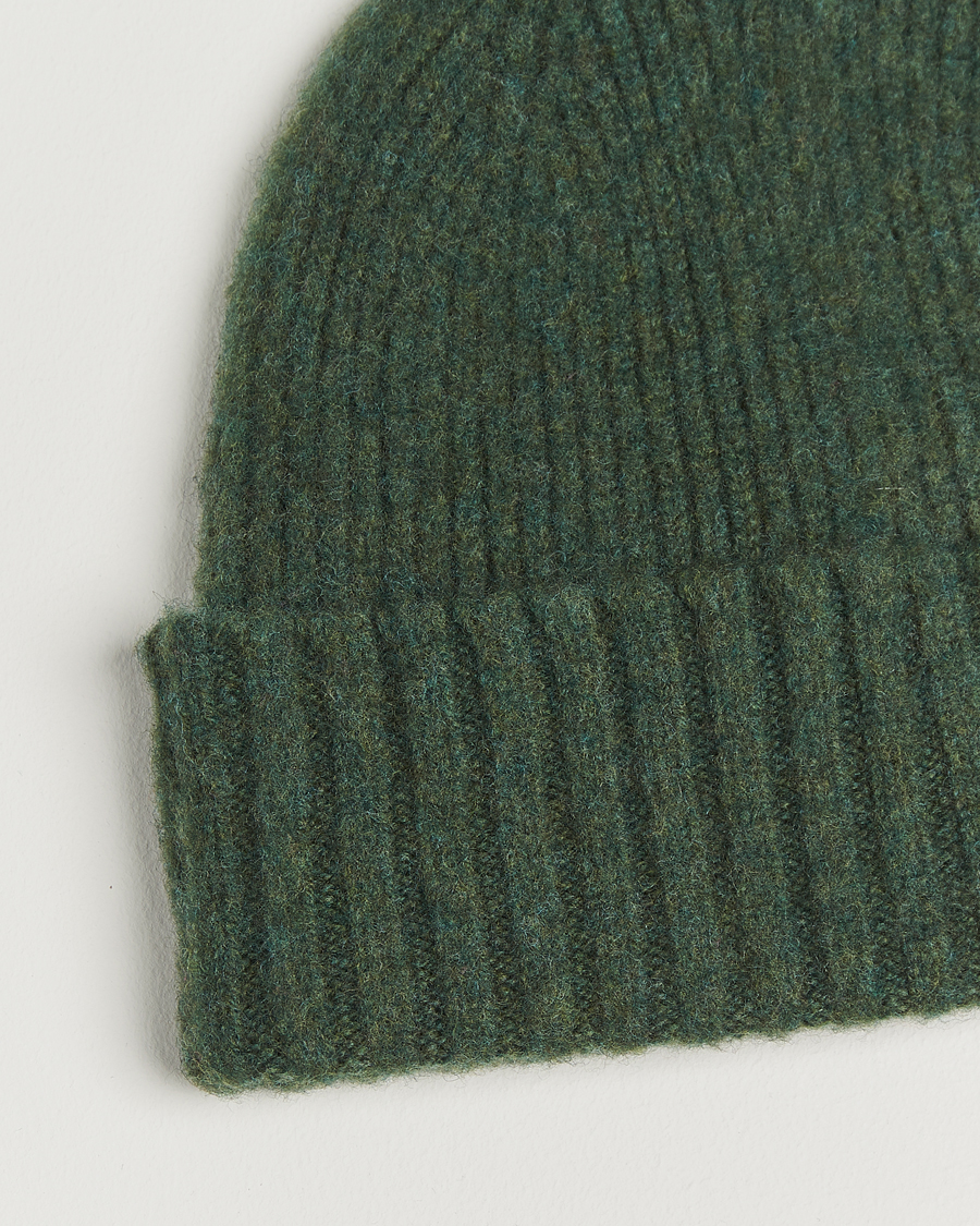 Herren | Mützen | Robert Mackie | Rona Ribbed Shaggy Lambswool Beanie Green