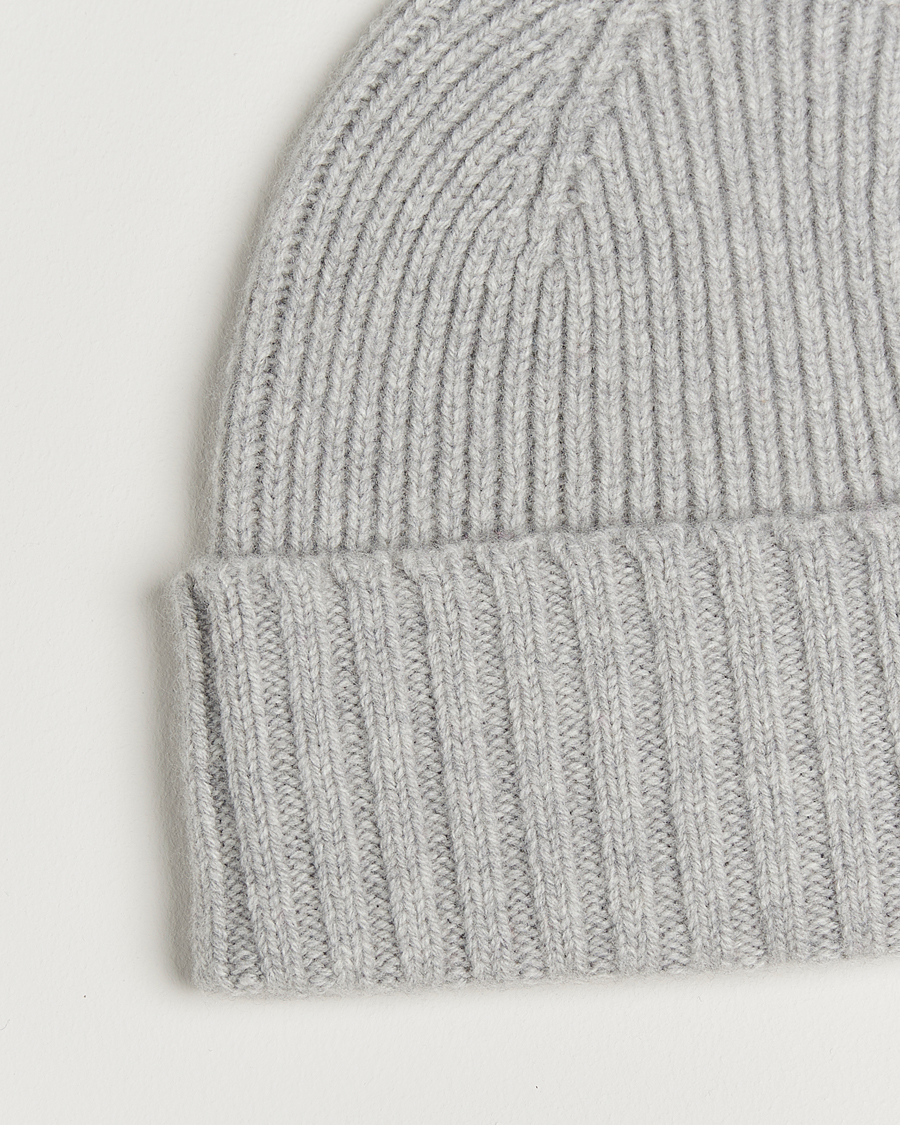 Herren | Mützen | Robert Mackie | Kingswell Ribbed Wool/Cashmere Beanie Light Grey