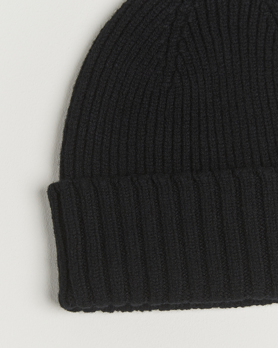 Herren | Mützen | Robert Mackie | Kingswell Ribbed Wool/Cashmere Beanie Black