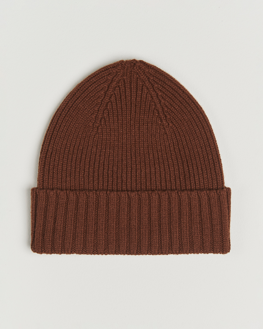 Herren | Mützen | Robert Mackie | Kingswell Ribbed Wool/Cashmere Beanie Brown