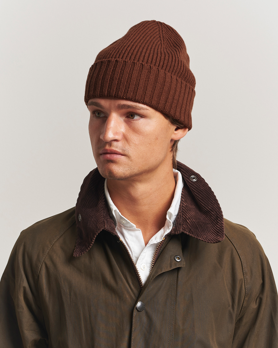 Herren | Mützen | Robert Mackie | Kingswell Ribbed Wool/Cashmere Beanie Brown