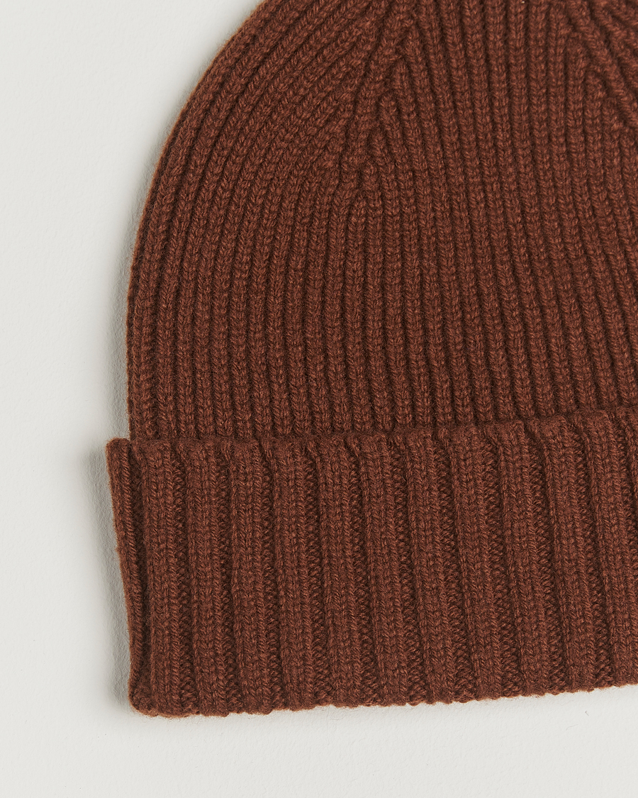 Herren | Mützen | Robert Mackie | Kingswell Ribbed Wool/Cashmere Beanie Brown