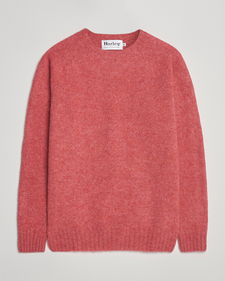 Herren | Pullover | Harley Of Scotland | Brushed Supersoft Lambswool Crewneck Tea Rose