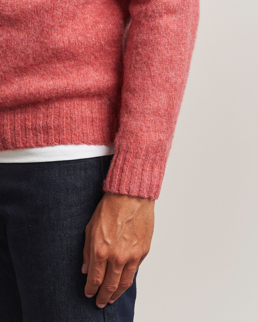 Herren | Pullover | Harley Of Scotland | Brushed Supersoft Lambswool Crewneck Tea Rose