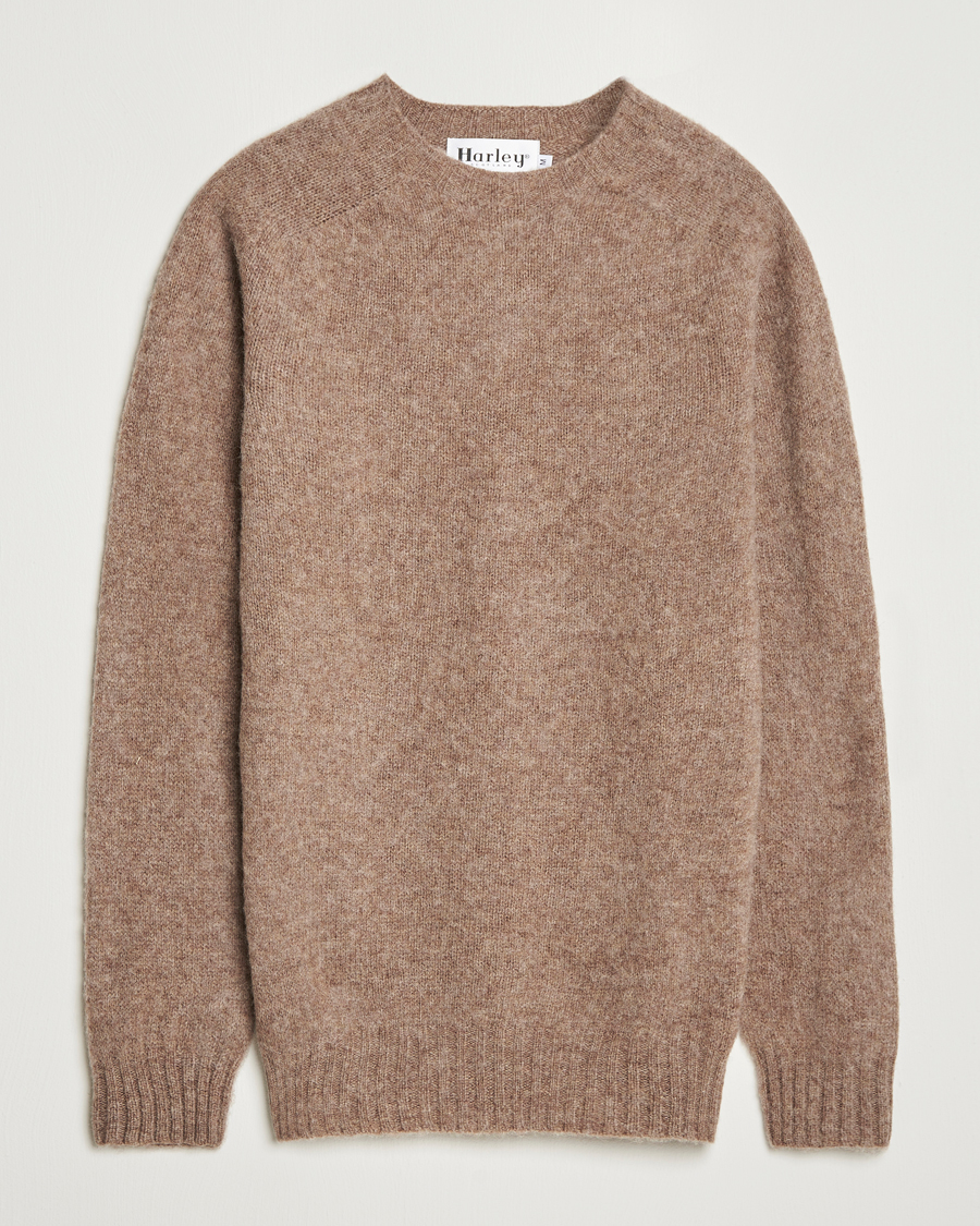 Herren | Pullover | Harley Of Scotland | Brushed Supersoft Lambswool Crewneck Tundra