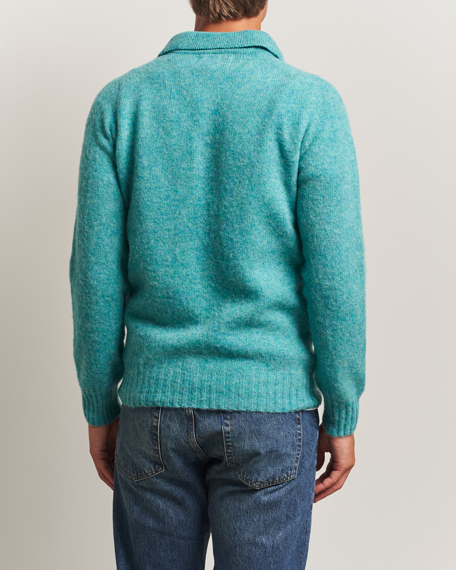 Herren | Pullover | Harley Of Scotland | Brushed Supersoft Lambswool Polo Hummingbird