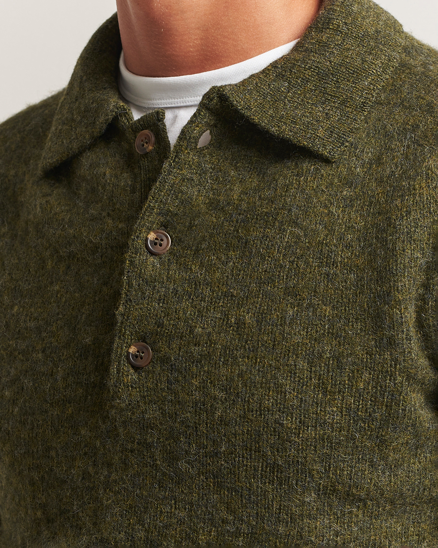 Herren | Pullover | Harley Of Scotland | Brushed Supersoft Lambswool Polo Scots Pine