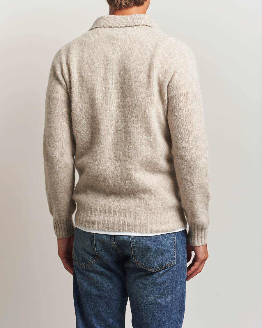 Herren | Pullover | Harley Of Scotland | Brushed Supersoft Lambswool Polo Vellum