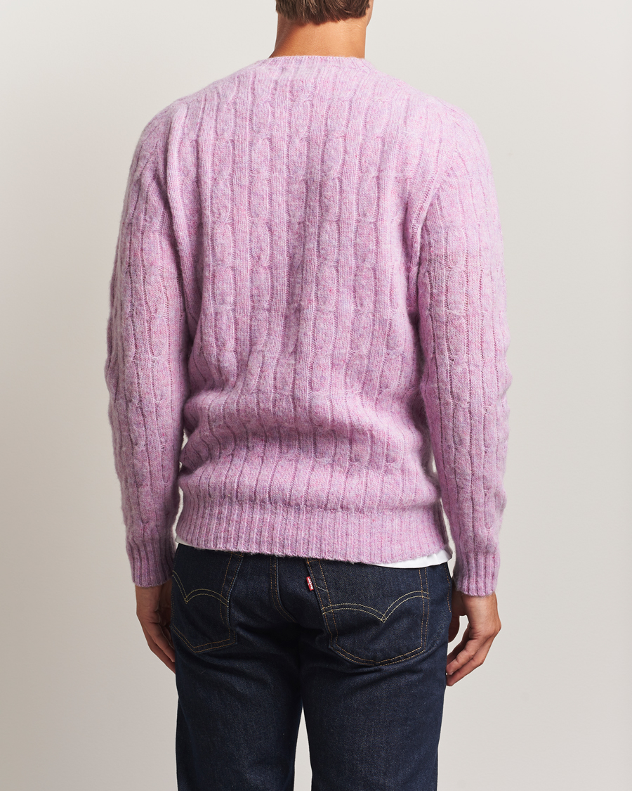 Herren | Pullover | Harley Of Scotland | Brushed Supersoft Lambswool Cable Sweetpea