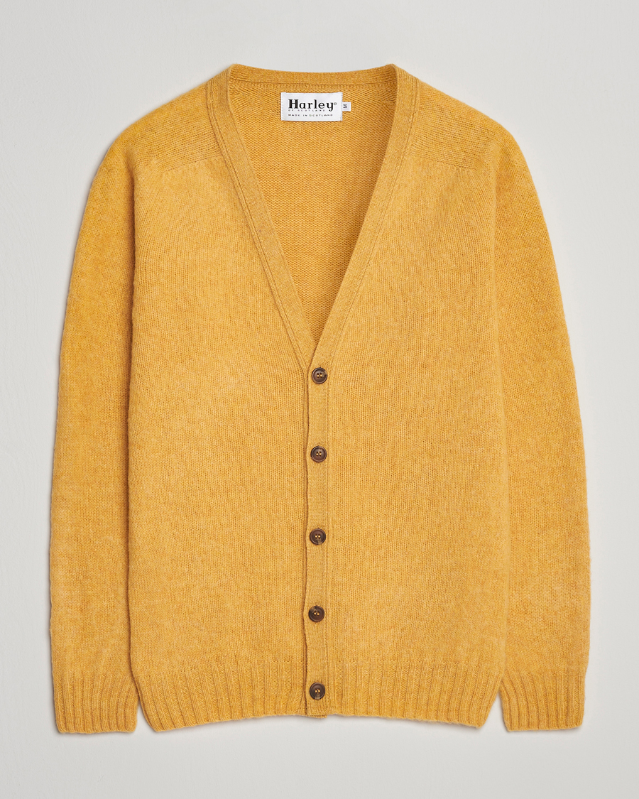 Herren | Pullover | Harley Of Scotland | Brushed Supersoft Lambswool Cardigan Nectar