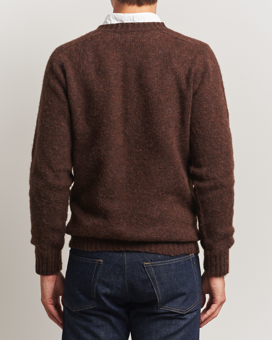 Herren | Pullover | Harley Of Scotland for Care of Carl | Harley Of Scotland Brushed Supersoft Lambswool V-Neck Brown