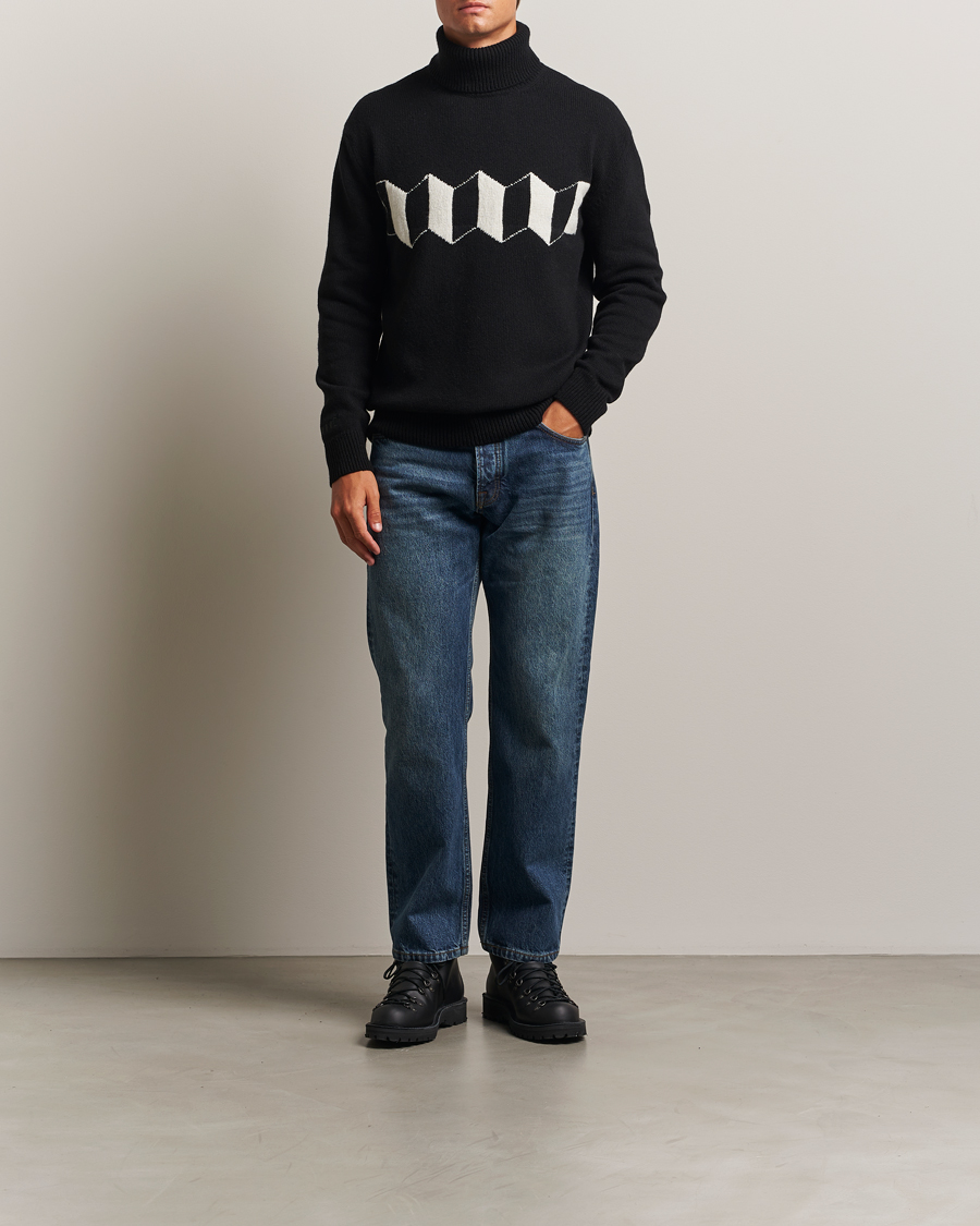 Herren | Pullover | Baracuta | Flag Logo Wool Turtleneck Black