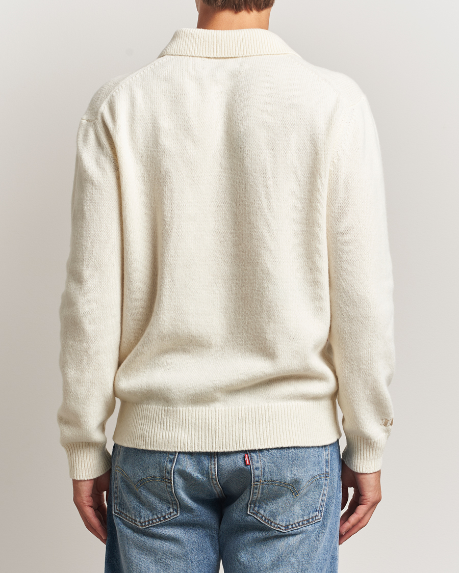 Herren | Pullover | Baracuta | Argyle Wool Polo Neck Antique White